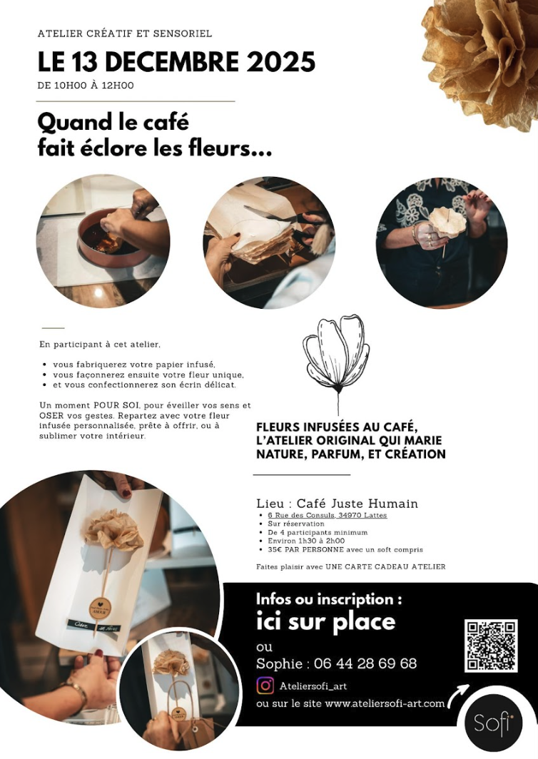 Affiche atelier fleur infusée du 13/12