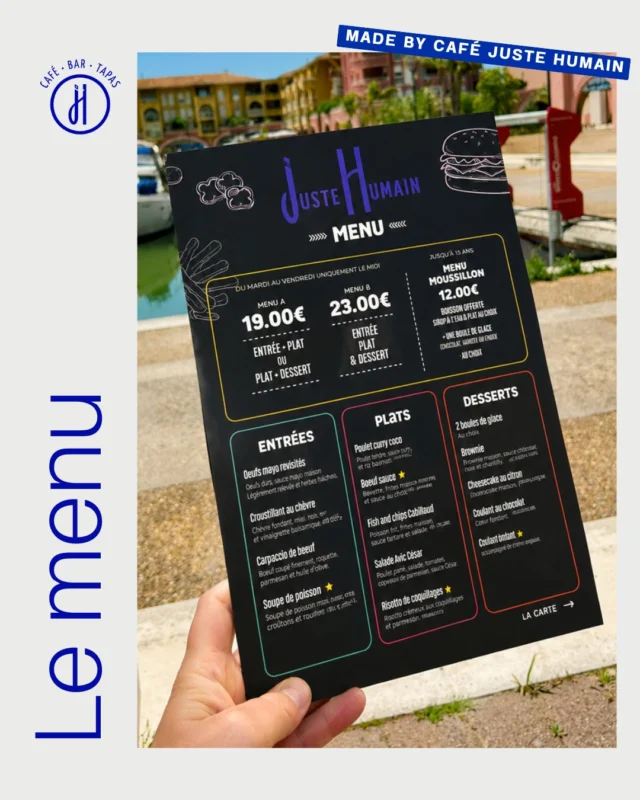 Un déjeuner qui fait plaisir, dans un cadre qui fait du bien.Chez Café Juste Humain, on aime prendre le temps : celui de cuisiner des plats généreux, de partager un bon repas et de profiter de la vue sur le Port Ariane.
Chaque midi, découvrez notre menu du jour, préparé avec des produits de saison et une cuisine faite maison.
Installez-vous en terrasse, laissez le quotidien de côté… et profitez simplement d'un bon moment.À très vite au Café Juste Humain !🕑 Mardi au dimanche : 10h30 - 00h
📍 Café Juste Humain - 6 Rue des Consuls, Port Ariane, Lattes#cafejustehumain #brunch #portariane #bonplans #restaurant #lattes