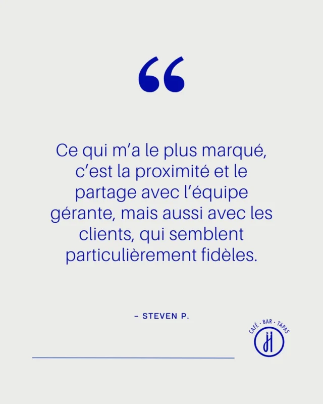 𝗧𝗲́𝗺𝗼𝗶𝗴𝗻𝗮𝗴𝗲 𝗰𝗹𝗶𝗲𝗻𝘁"Je suis venu voir le match France–Angleterre et nous avons été accueillis très chaleureusement.
Ce qui m’a le plus marqué, c’est la proximité et le partage avec l’équipe gérante, mais aussi avec les clients, qui semblent particulièrement fidèles.
Je recommande vivement cet endroit à tous ceux qui souhaitent passer un bon moment. Hâte de revenir !"Merci Steven P. pour ton retour et ta super recommandation ! 😁Et vous, comment vous décrivez le Café Juste Humain ?#cafejustehumain #portariane #lattes #avisclient #humain